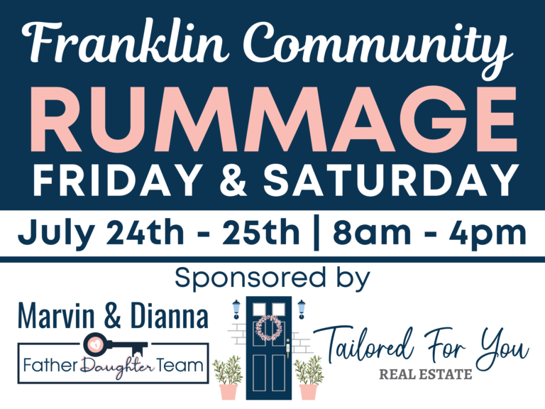 Franklin Community Rummage 2024 Postcards Smooth Plastic Sign 24 x 18 in Yard Signs 12 1 768x576